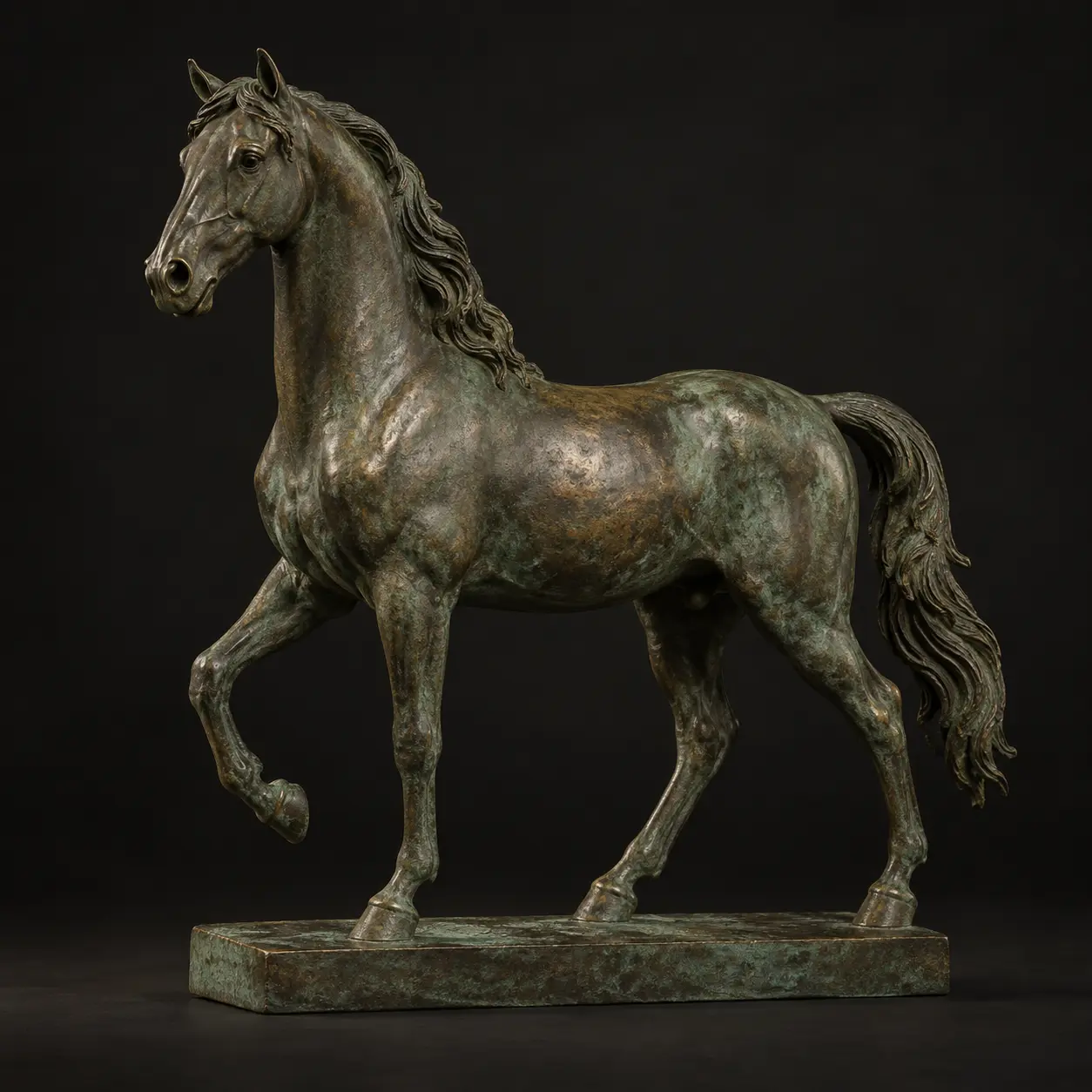 Sculpture ancienne en bronze représentant un cheval