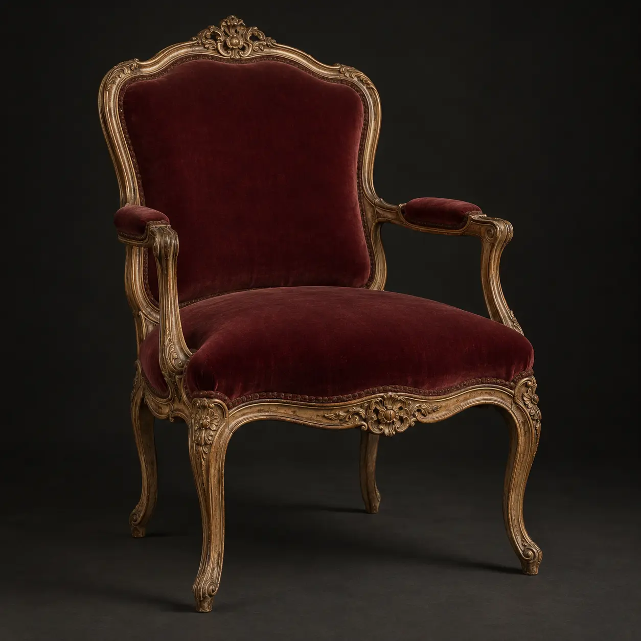 Fauteuil français ancien de style Louis XV